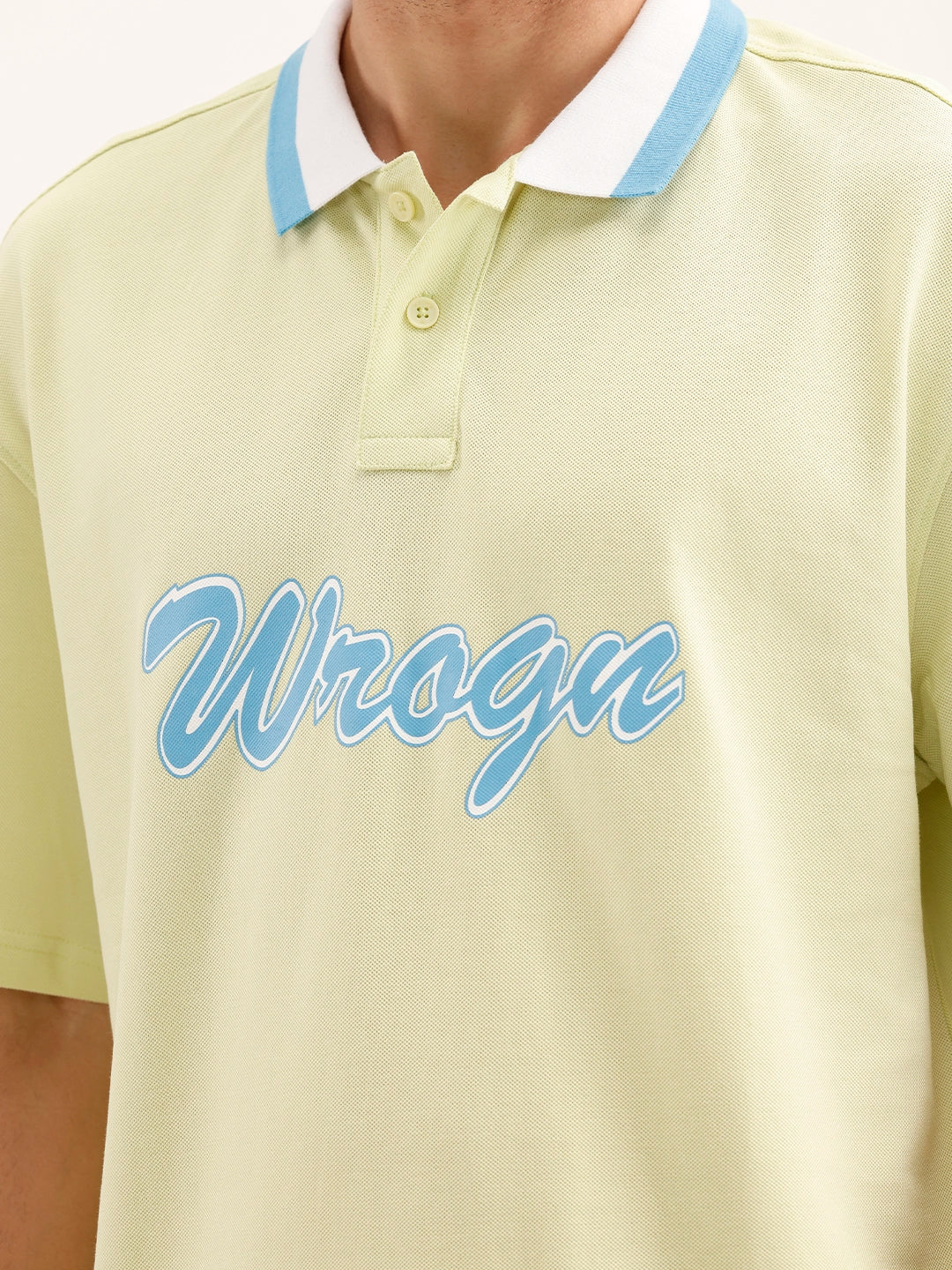 Oversized Contrast Colllar Polo T-Shirt | Yellow