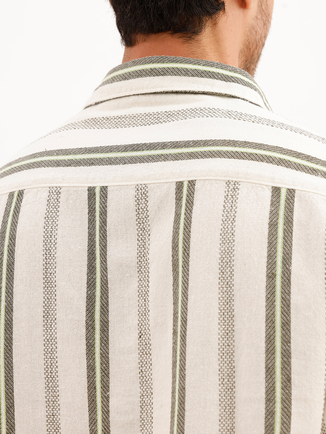 Oversized Textured Full Sleeve Shirt | Off White | WTSH0323M