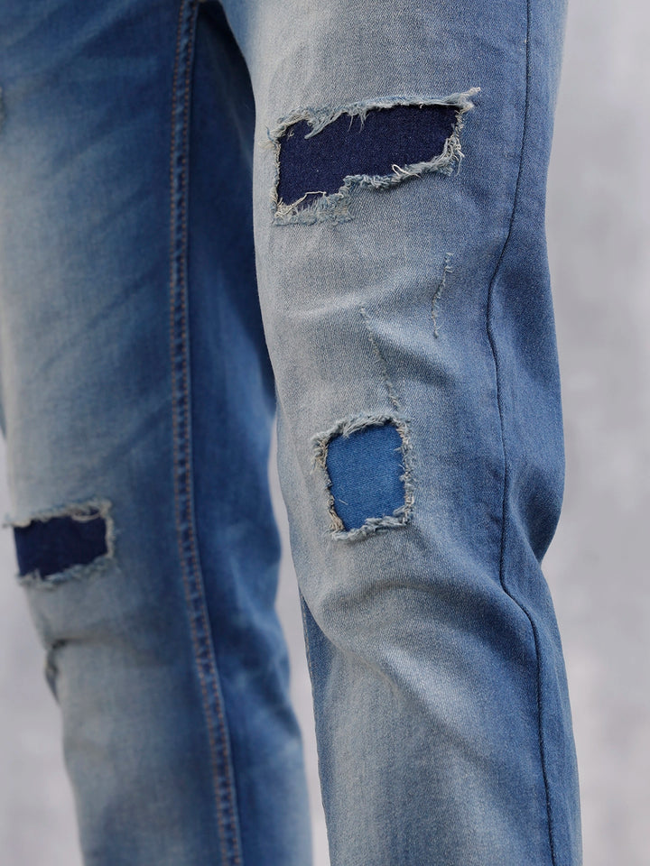 Men Casual Skinny Crop Jeans | Med Stone