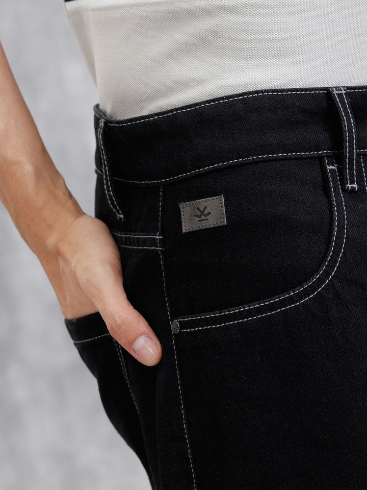 Utility Cargo Pants With Contrast Stitch | Black