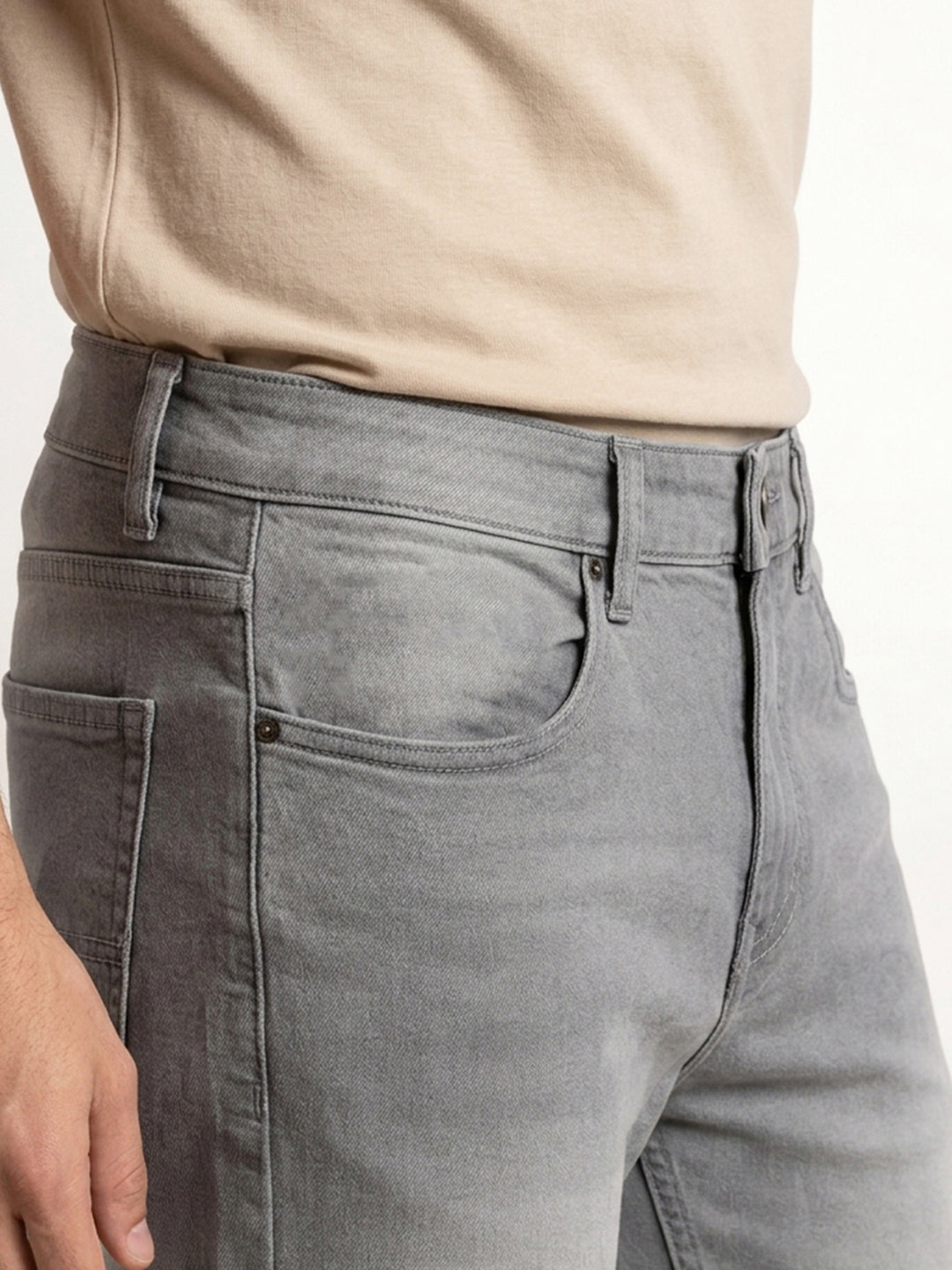 Solid Straight Fit Denim Jeans | Grey
