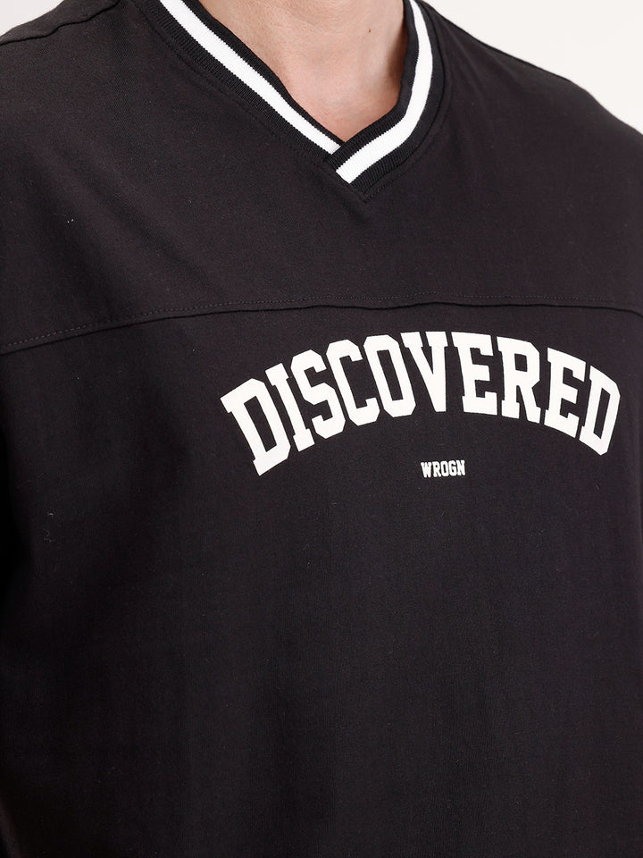 Oversized Contrast Collar T-Shirt | Black