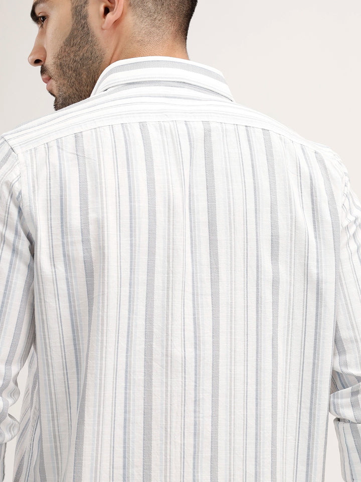 Classic Slim Fit Striped Shirt | Blue