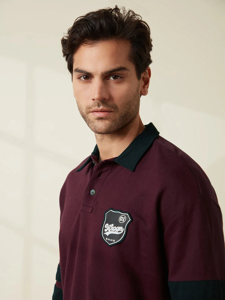 Heavy GSM Varsity Polo T-Shirt | Maroon
