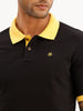 Slim Fit Contrast Collar Polo T-Shirt | Black