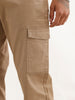 Solid Straight Fit Cargo Trouser | Khaki