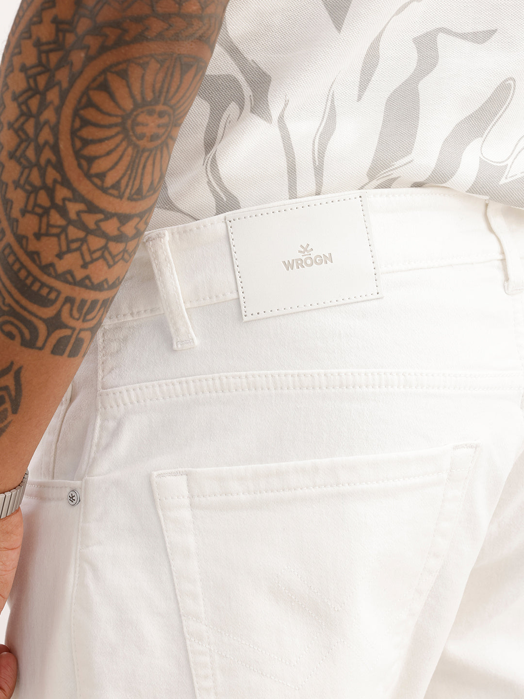 Solid Straight Fit Denim Jeans | White
