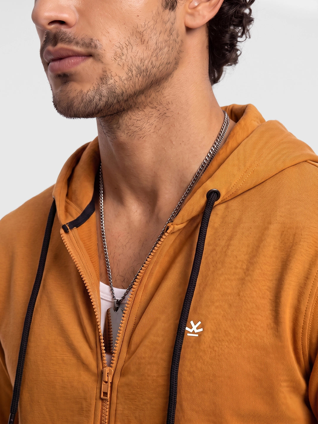 Solid Zipper Hooded Sweatshirt | Orange | WNSS0609