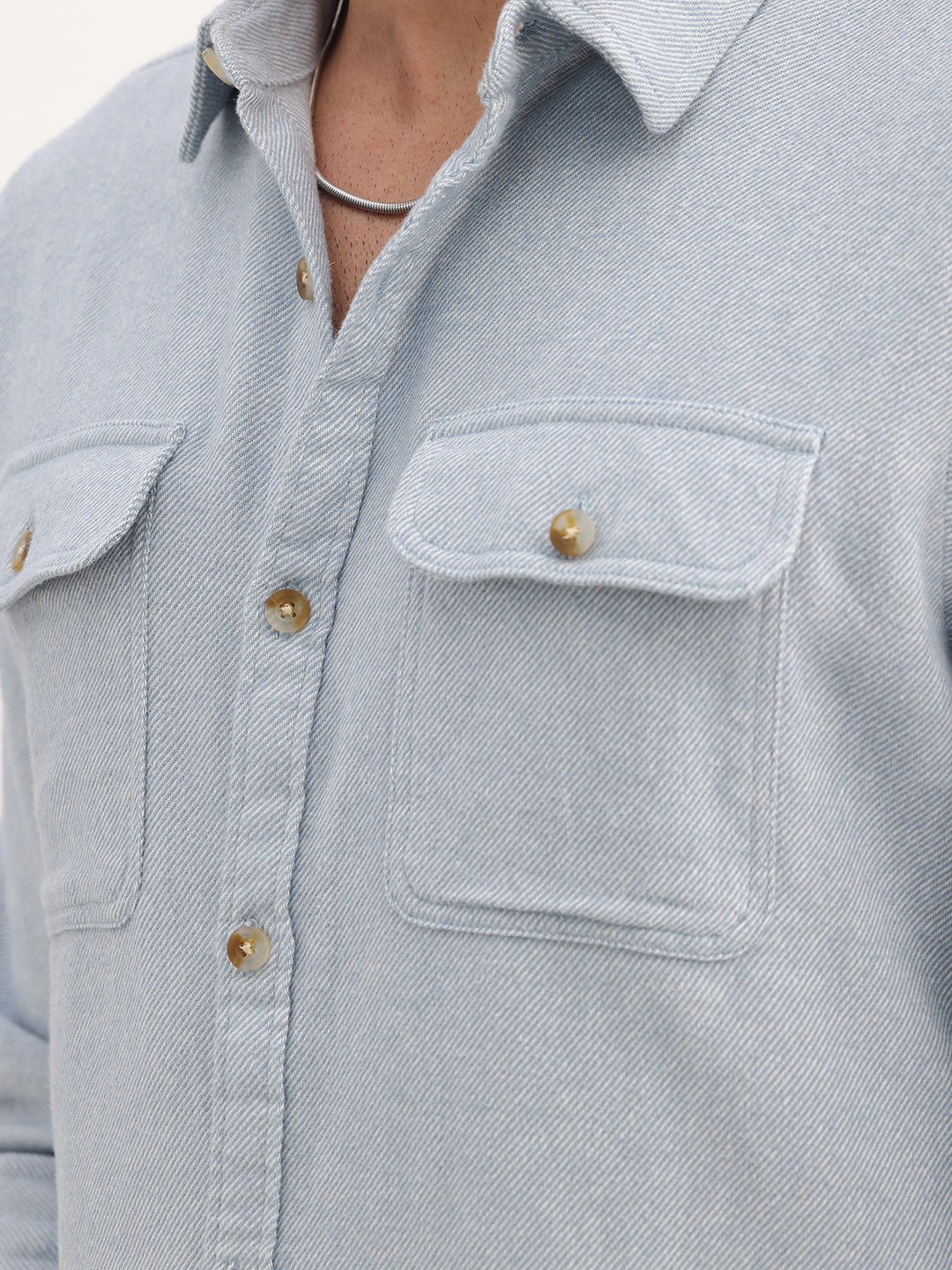 Slim Fit Solid Full Sleeve Shirt | Light Blue