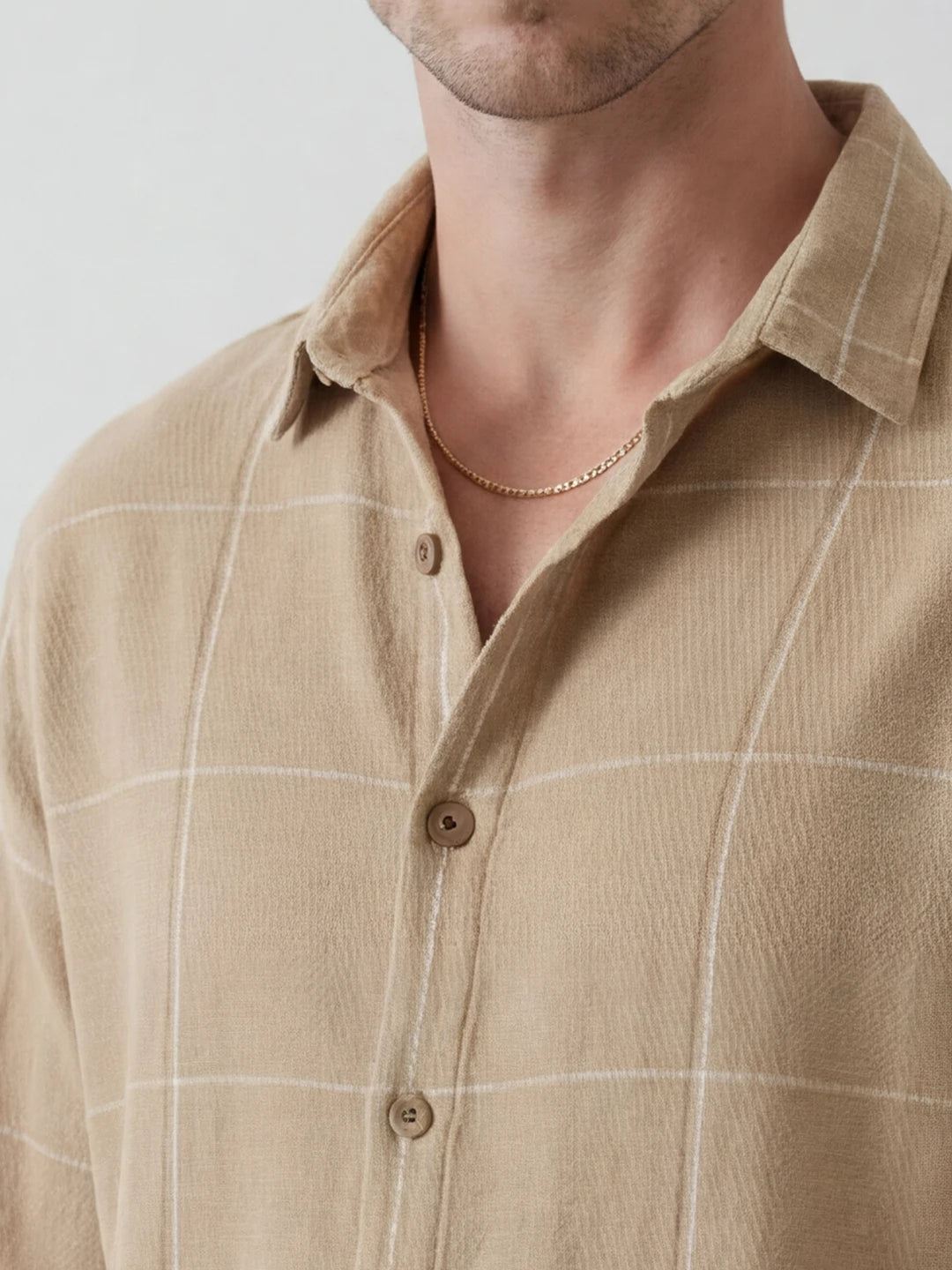 Comfort Fit Checkered Shirt | Khaki