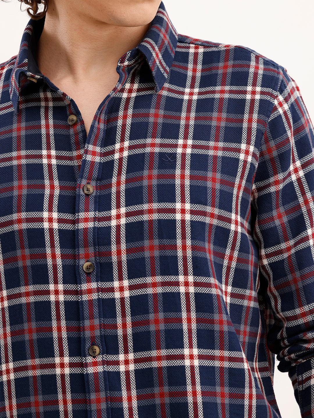 Slim Fit Checkered Shirt  | Navy Blue