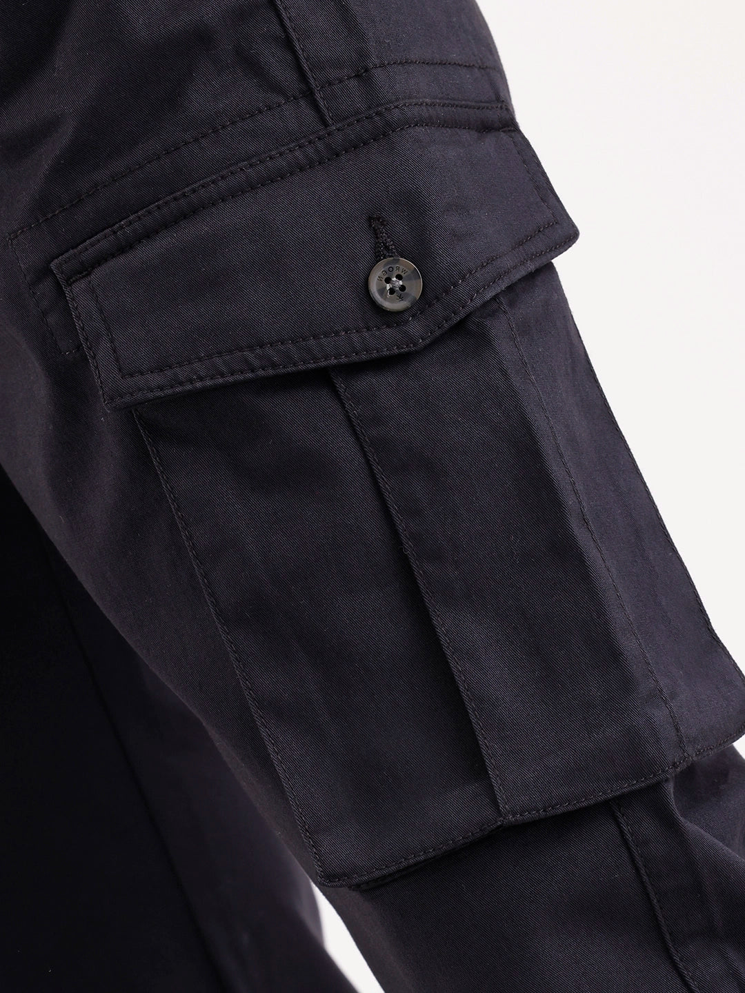 Solid Straight Fit Cargo  | Black