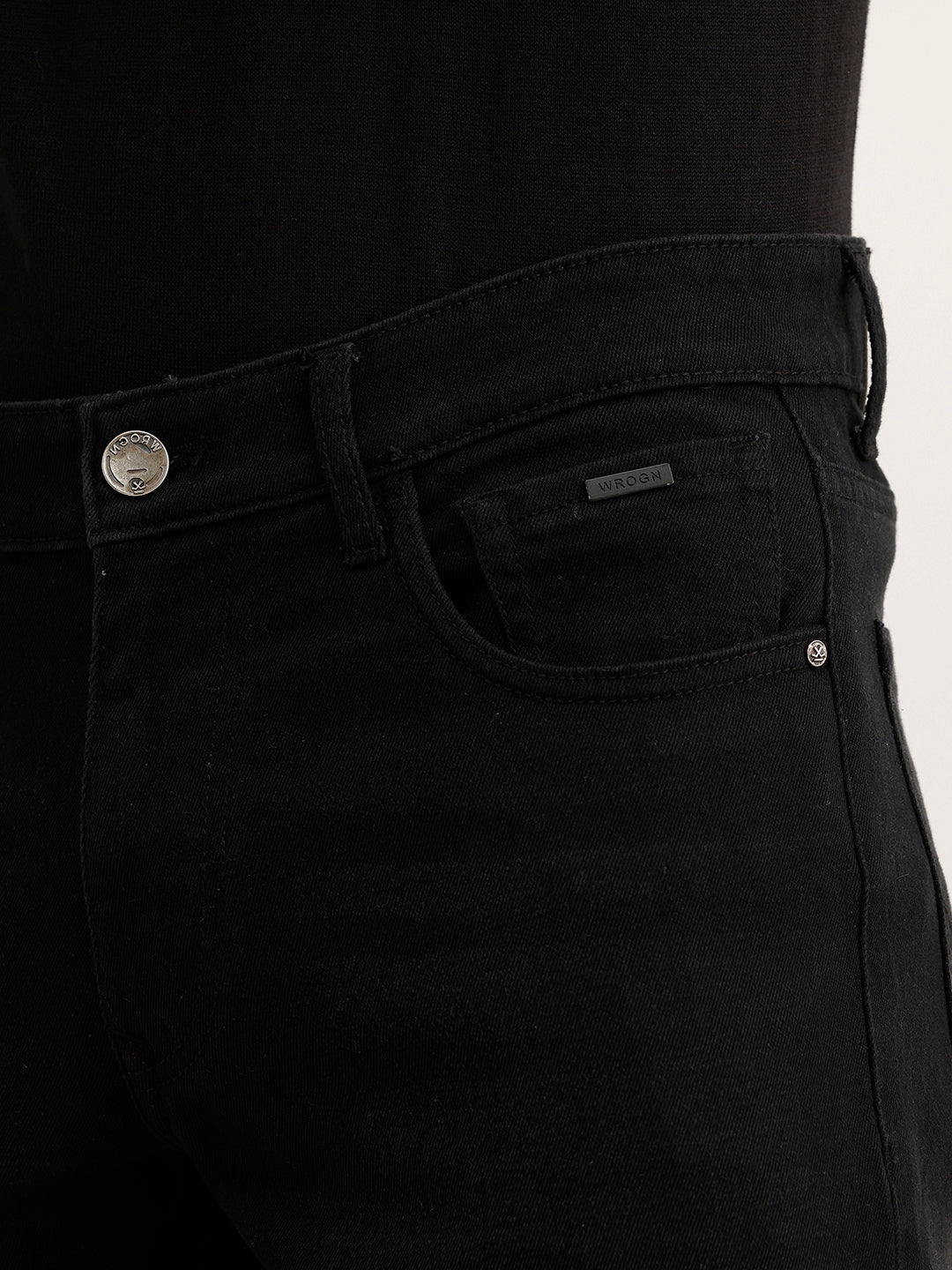 Straight Fit Solid Denim Jeans  | Black