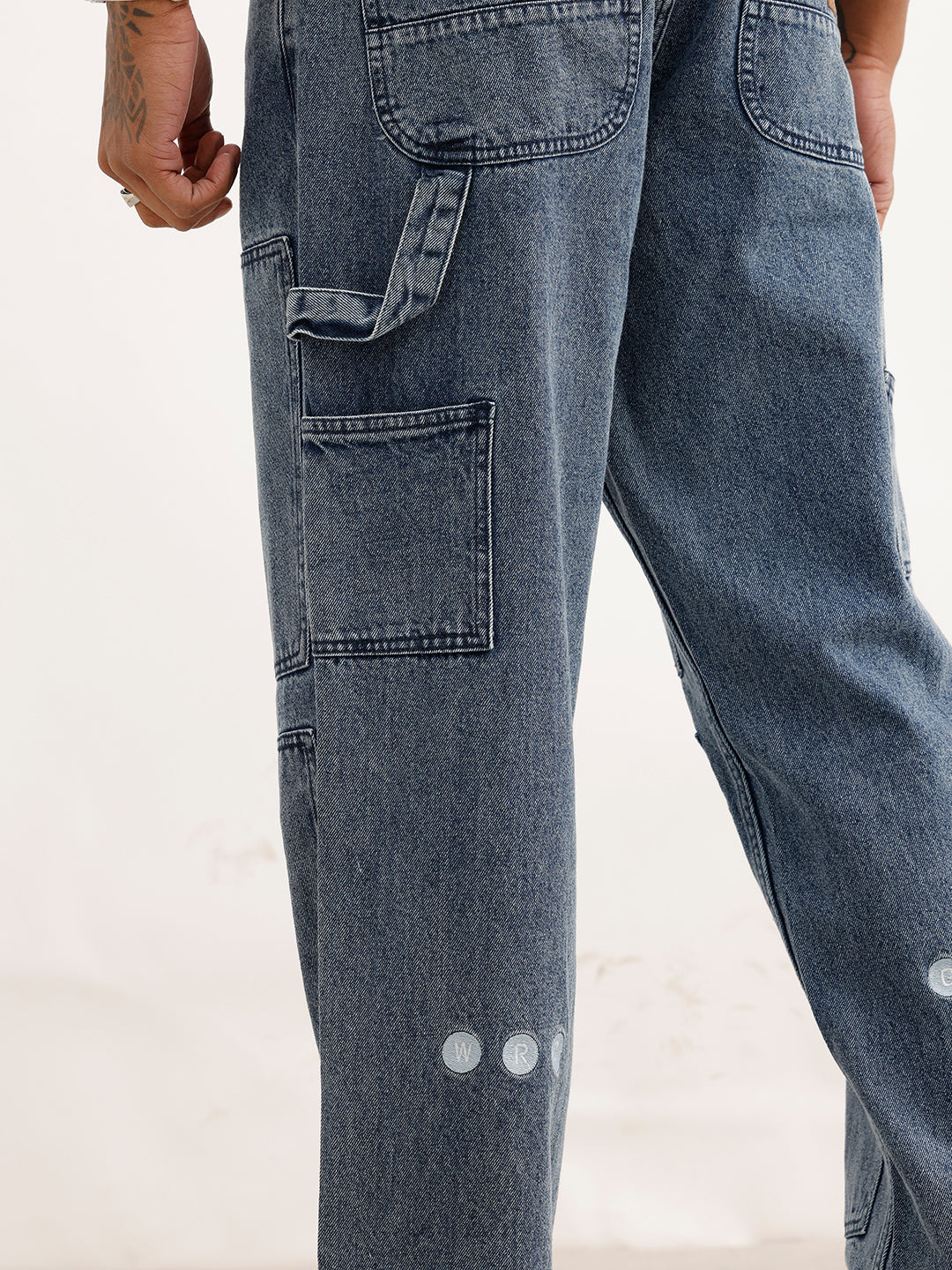 Men's Casual Loose Fit Carpenter Jeans | Med Stone