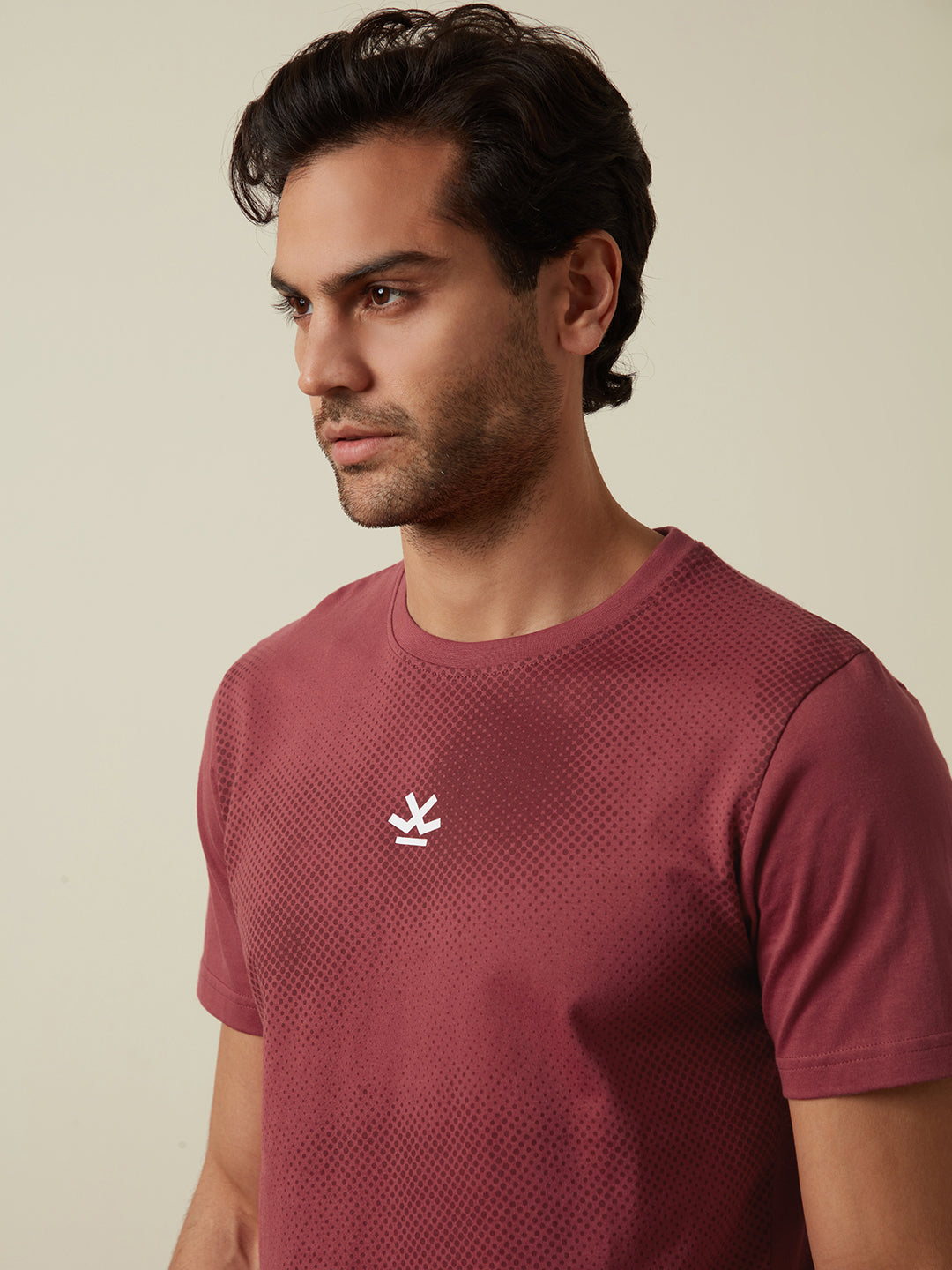 Maroon Panel Print T-Shirt