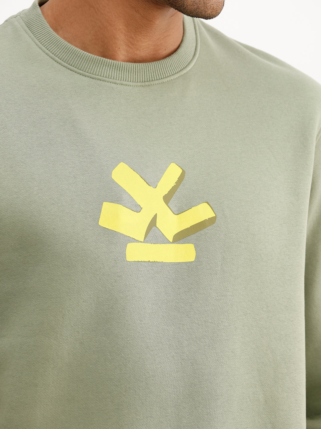 Comfort Fit Placement Printed Sweatshirt | Green