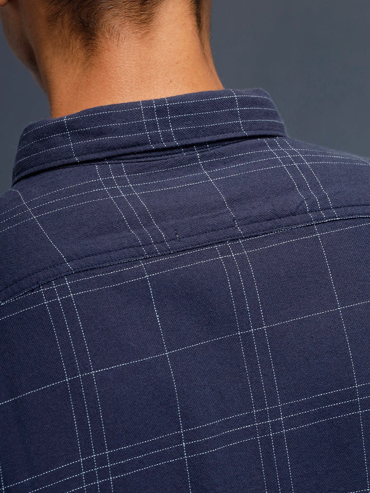 Men's Casual Regualr Fit Checkered Pattern Shirt | Black