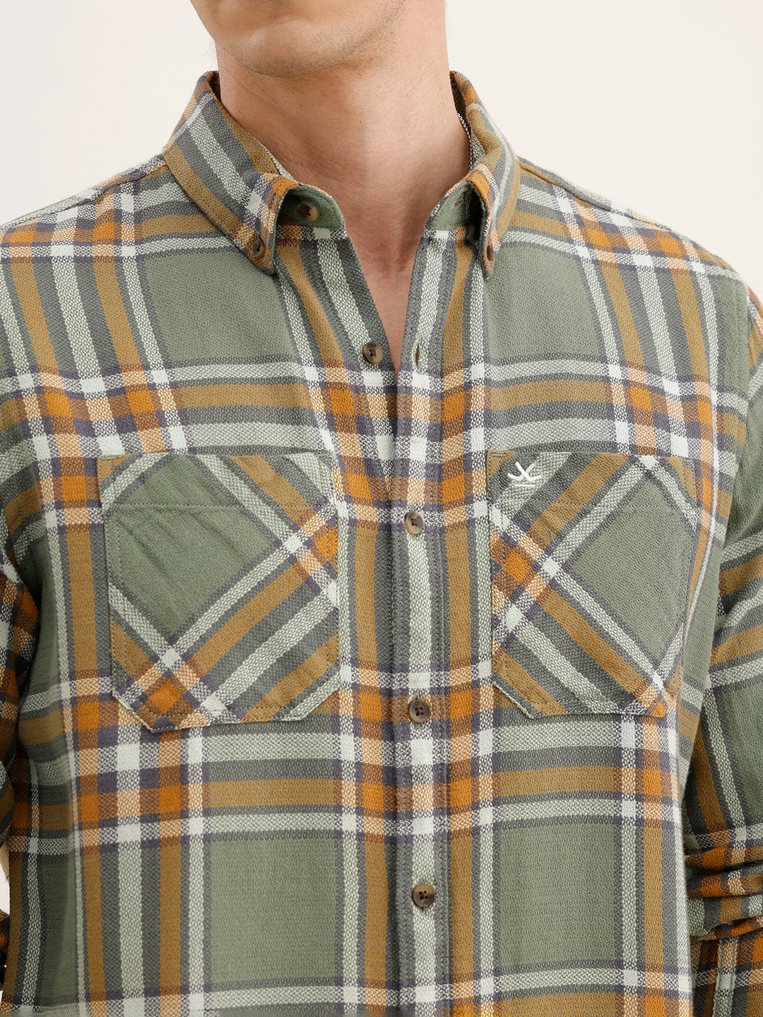 Textured Regular Fit Checkered Shirt | Green