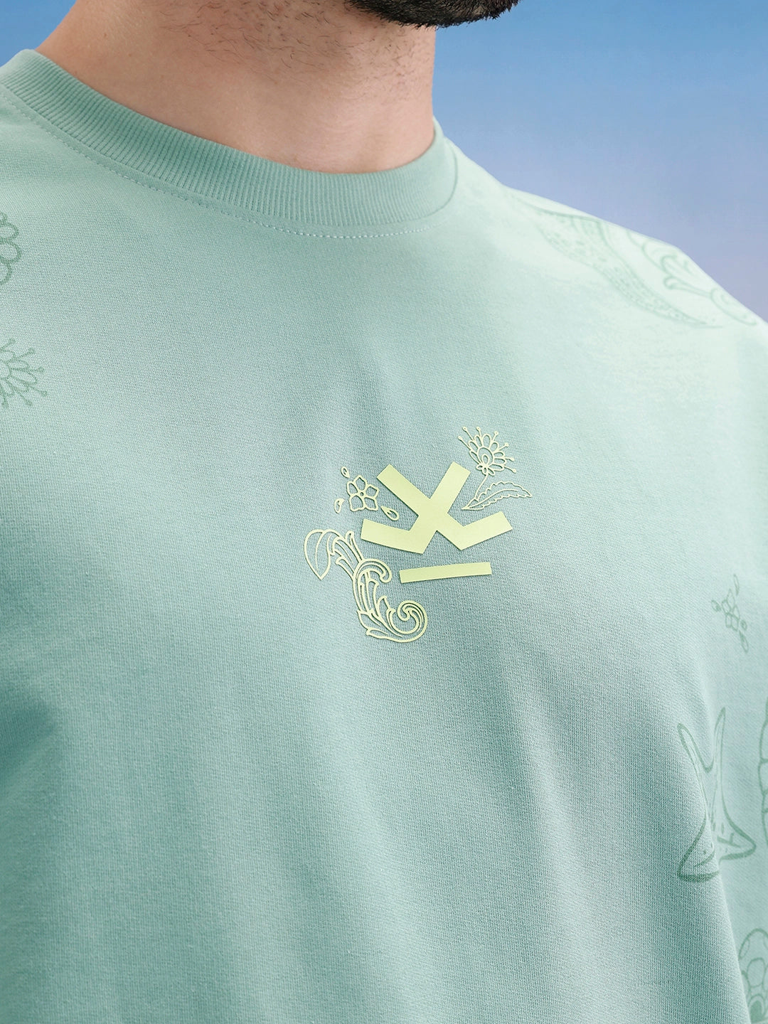 Oversized Front Printed T-Shirt | Green