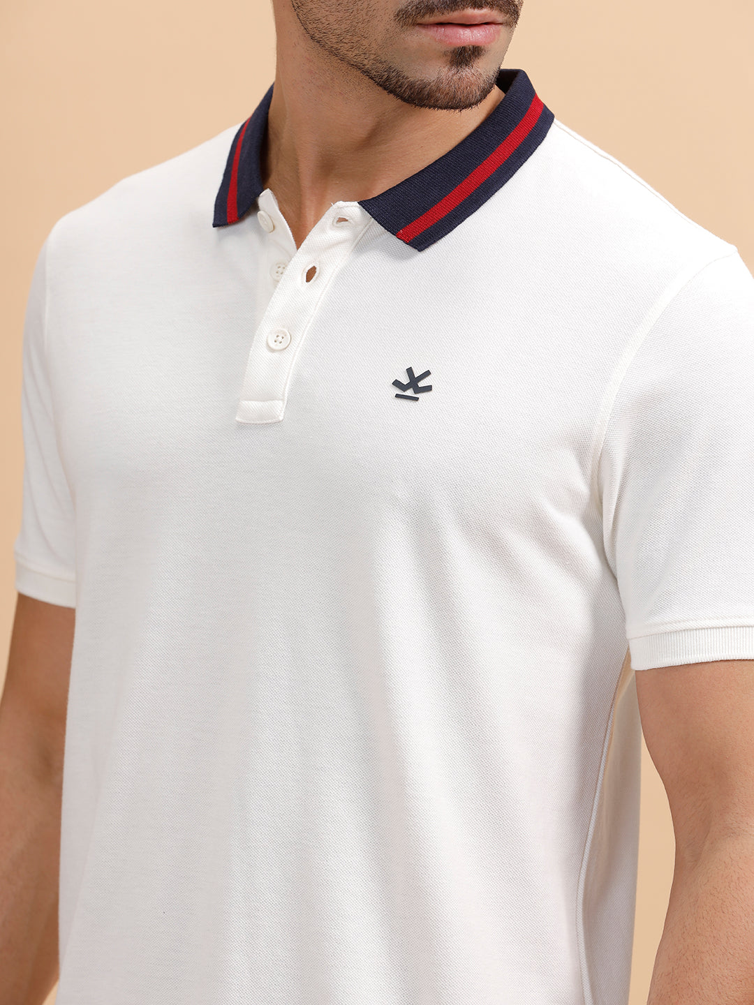 Contrast Details Regular Fit Polo T-Shirt | White