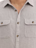 Slim Fit Double Pocket Full Sleeve Shirt | Grey