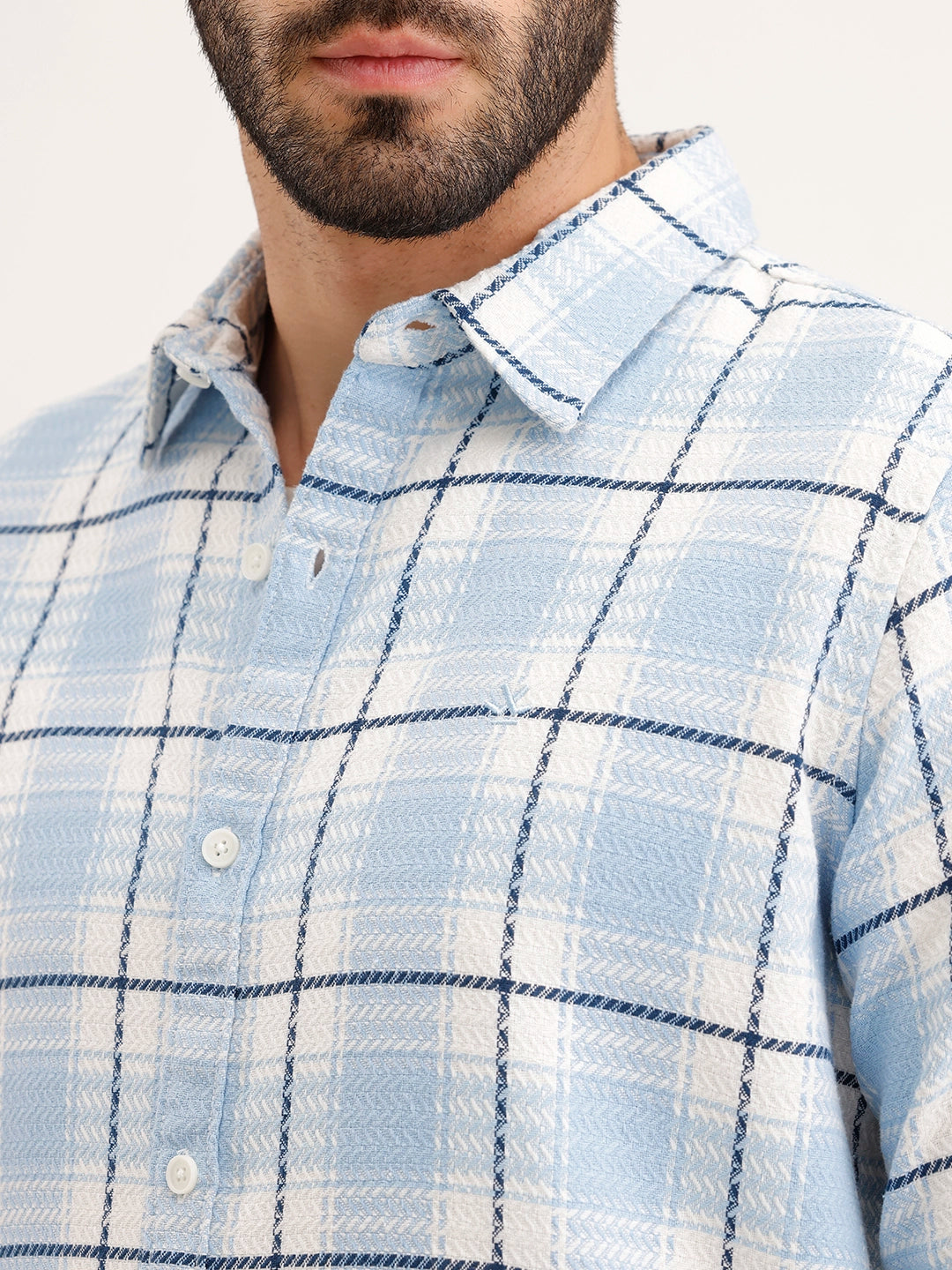 Textured Regular Fit Shirt | Light Blue
