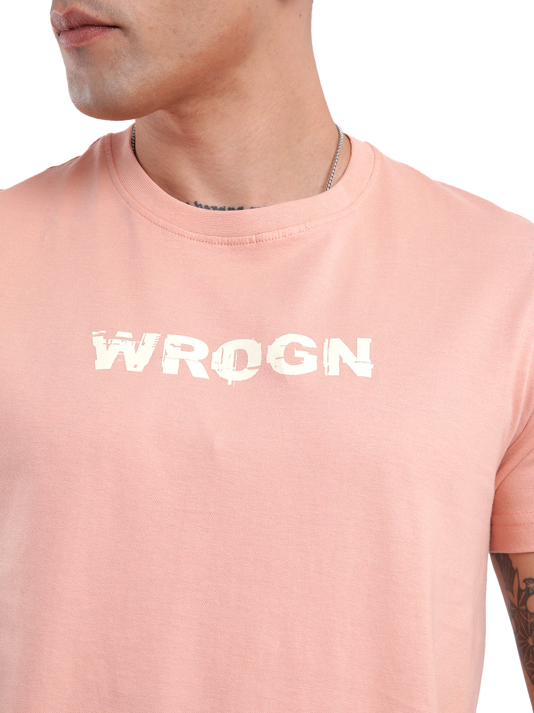 Coral Pink Printed T-Shirt