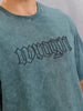 Acid Wash Oversized Fit T-shirt With Embroidery | Dark Green