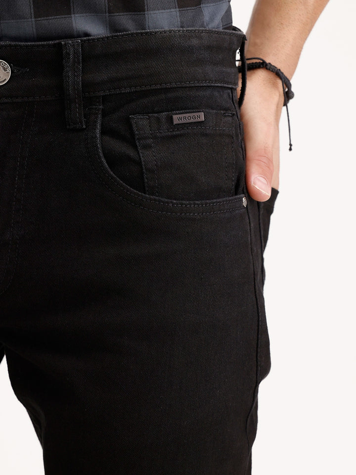 Solid Slim Fit Denim Jeans | Black