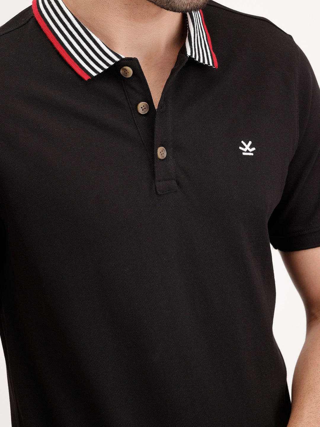 Contrast Collar Polo T-Shirt | Black