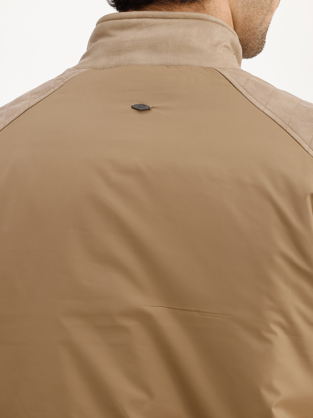Slim Fit Pannel Zipper Jacket | Beige