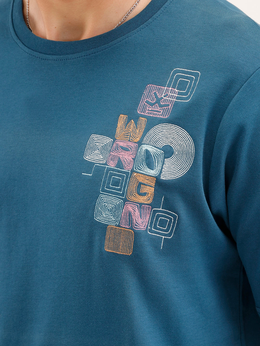 Slim Fit Embroidered T-Shirt | Teal