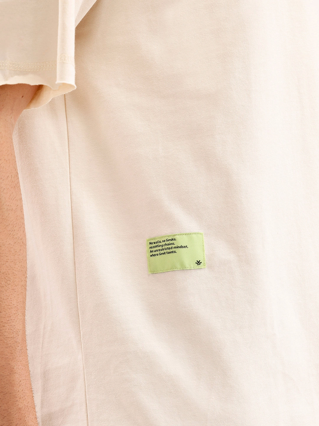 Oversized Raw Edge T-Shirt | Beige