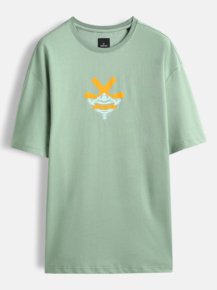 Wrogn Graphic Printed Oversized Fit T-Shirt | Green