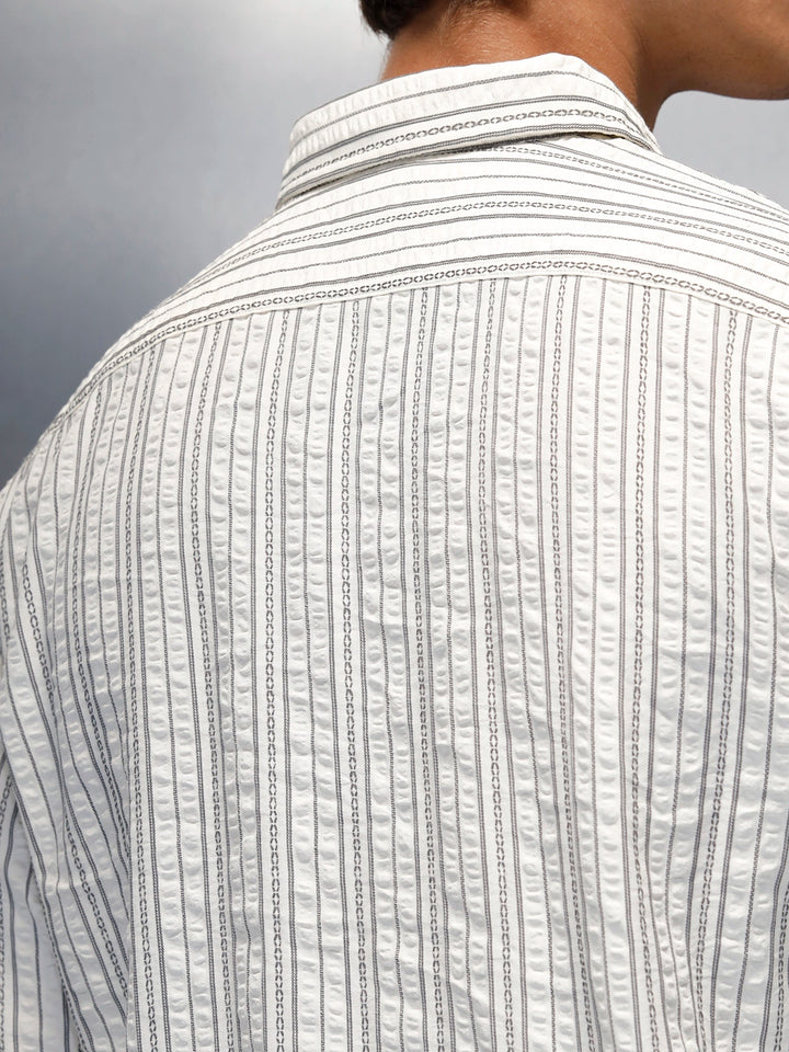 men's casual striped pattern shirt | Off White