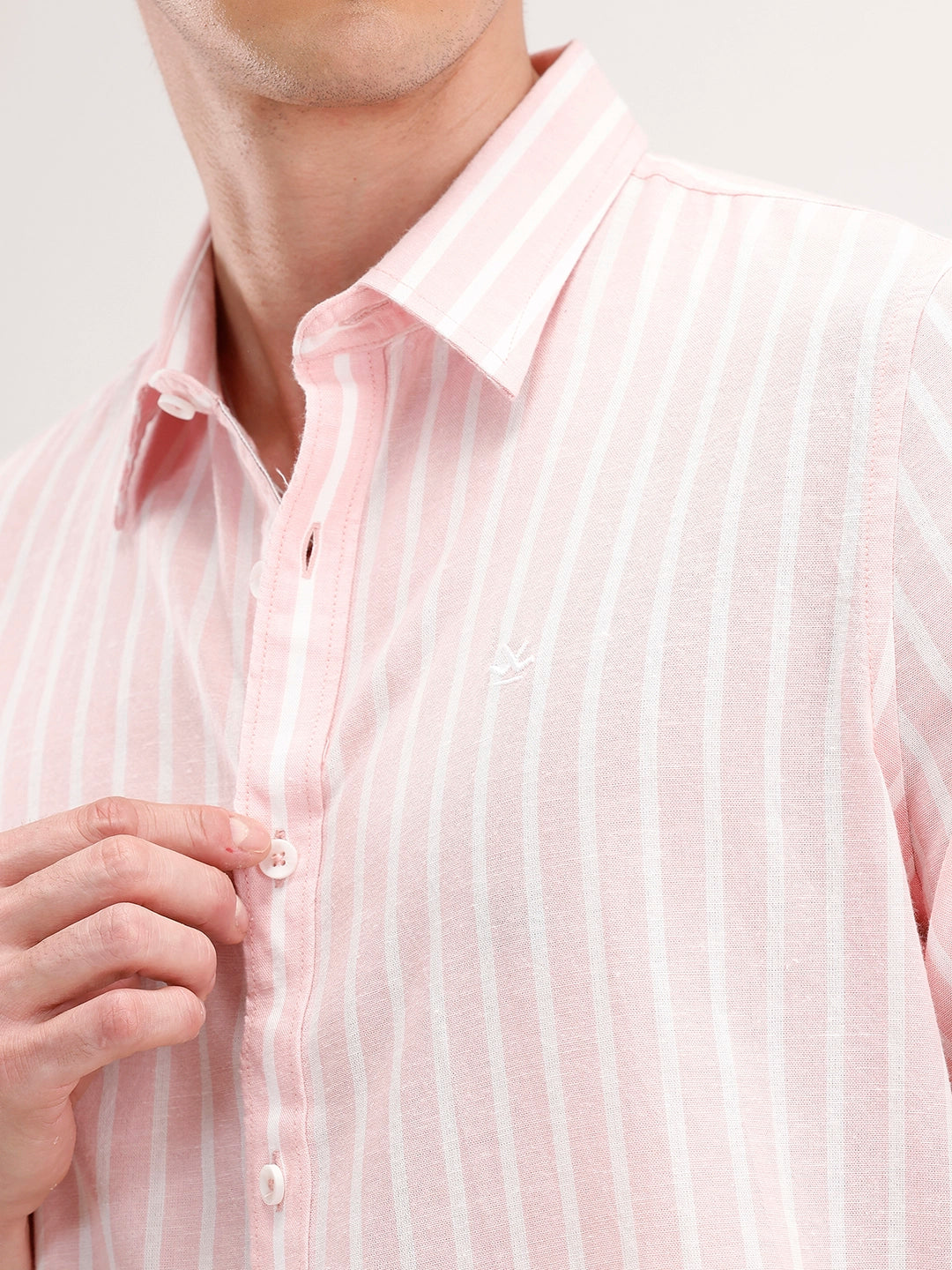 Classic Slim Fit Striped Shirt | Pink