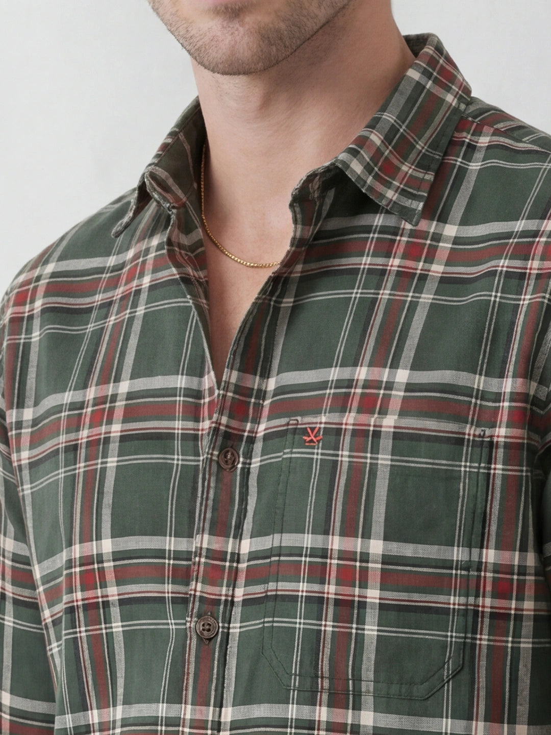 Slim Fit Checkered Shirt | Green