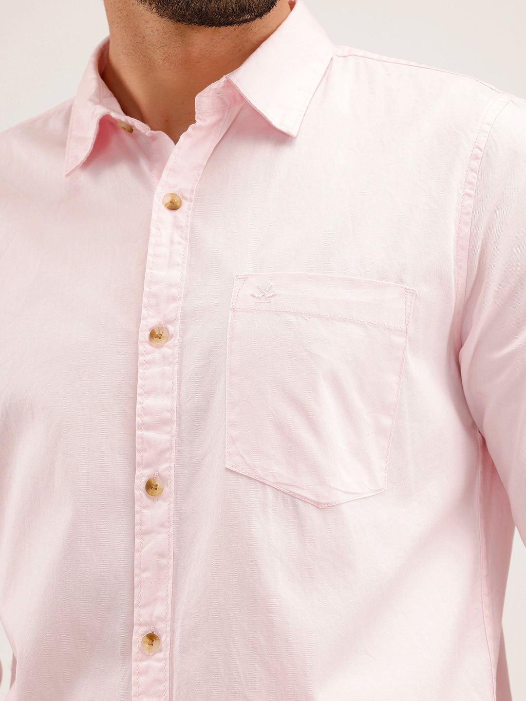 Slim Fit Solid Shirt | Pink
