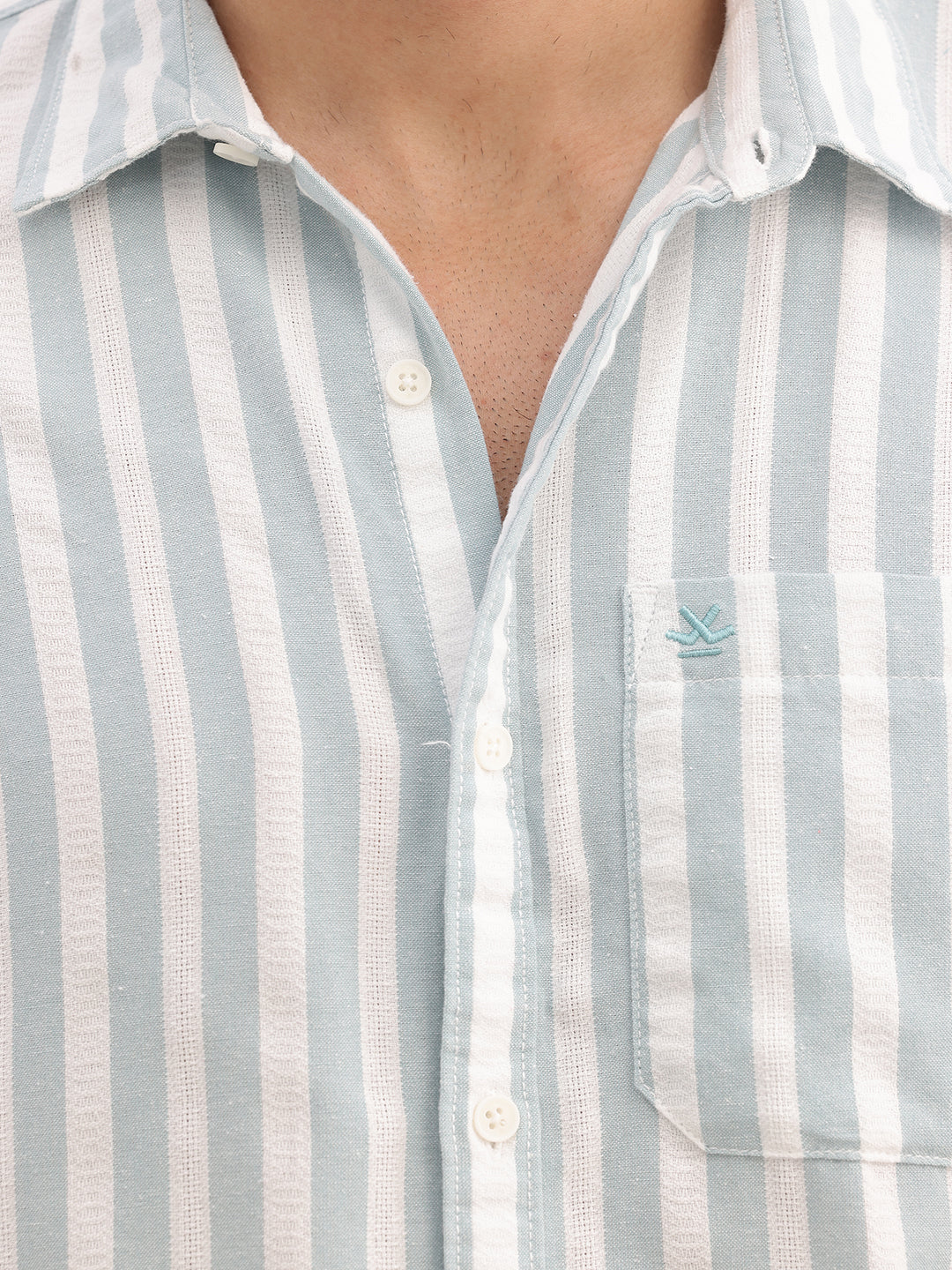 Slim Fit Textured Stripe Shirt | Light Blue