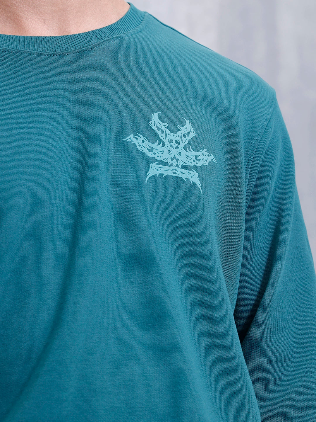 Loop Terry Cotton Brand Carrier Sweatshirt | Teal