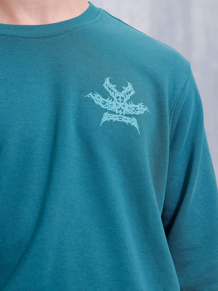 Loop Terry Cotton Brand Carrier Sweatshirt | Teal