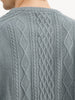 Solid Regular Fit Cable Knitted Sweater | Teal | WSW02FSRE1018W