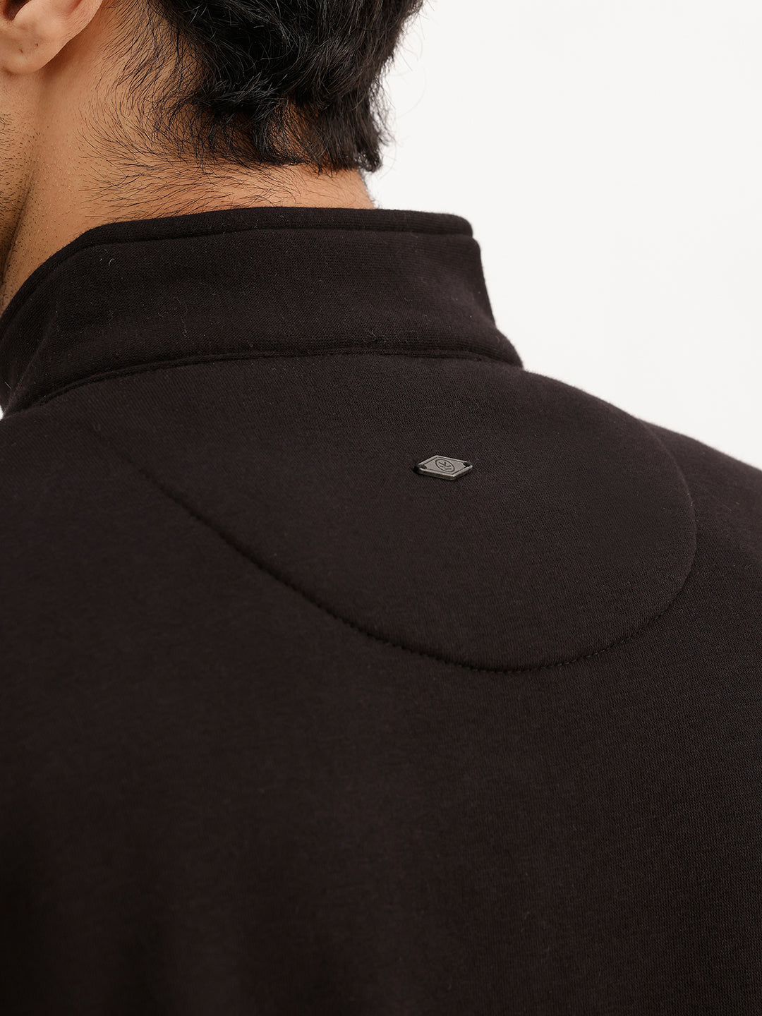 Solid Quater Zipper Sweatshirt | Black