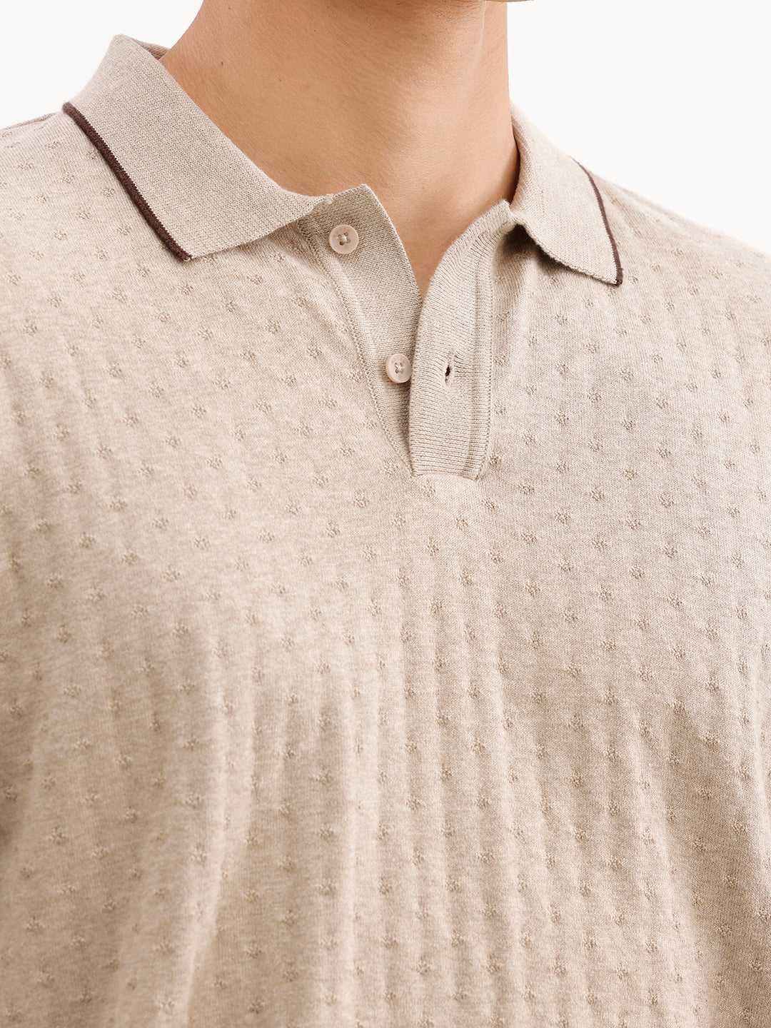 Slim Fit Textured T-Shirt  | Khaki
