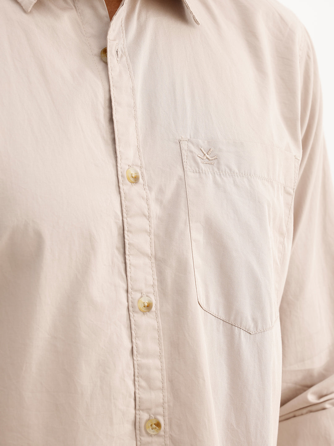 Solid Regular Fit Full Sleeve Shirt | Light Brown