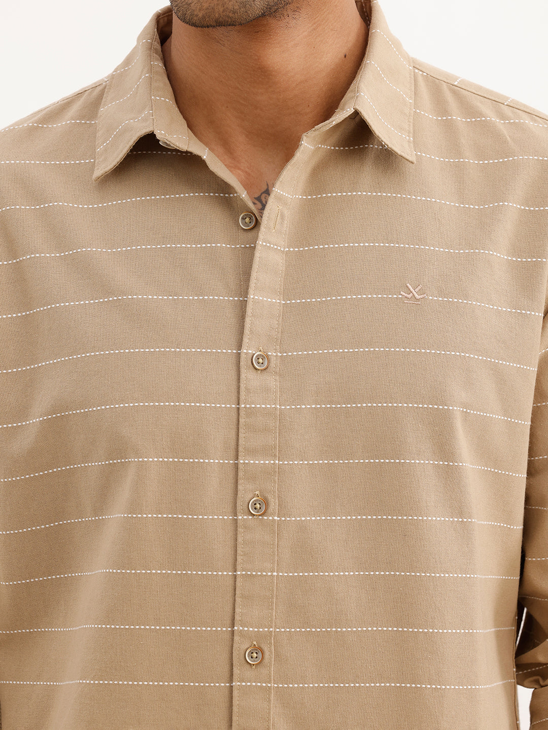 Classic Slim Fit Striped Shirt | Khaki