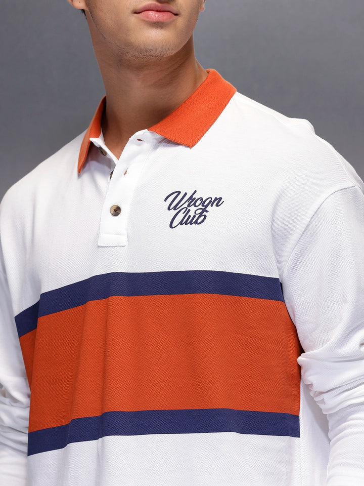 Classic Oversized Full Sleeves Polo T-Shirt  | White