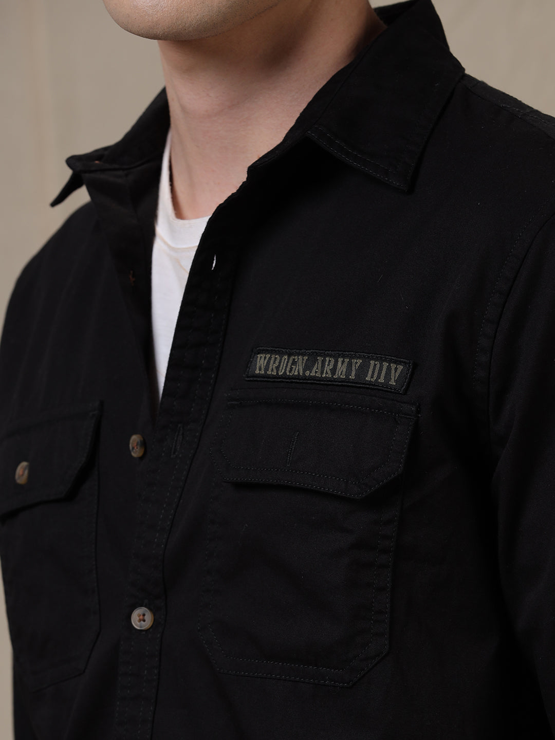 Wrogn Patch Technical Black Shirt