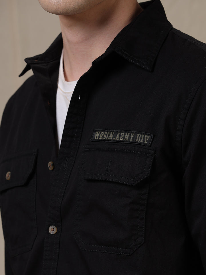 Wrogn Patch Technical Black Shirt
