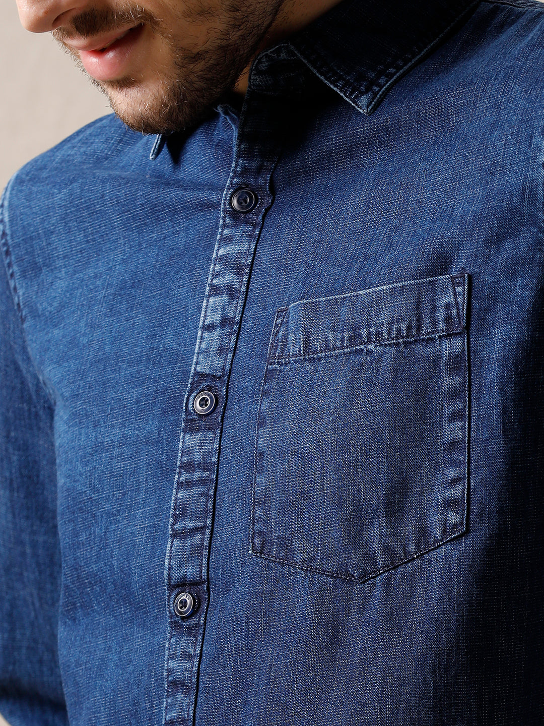 Solid Denim Blues Shirt